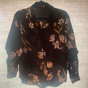 Zara Chic Floral Black Blouse